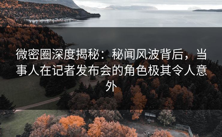 微密圈深度揭秘：秘闻风波背后，当事人在记者发布会的角色极其令人意外