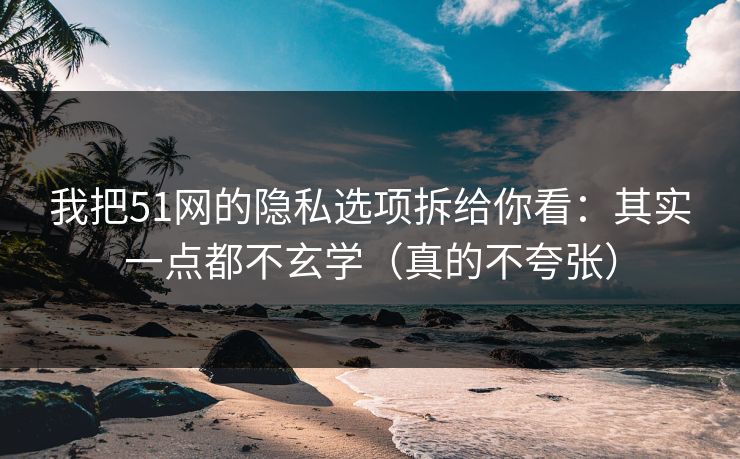 我把51网的隐私选项拆给你看:其实一点都不玄学(真的不夸张) 我把51网的隐私选项拆给你看:其实一点都不玄学(真的不夸张)
