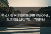 神秘人在今日凌晨遭遇爆料热议不止，西瓜影院全网炸锅，详情探秘