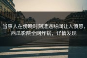 当事人在傍晚时刻遭遇秘闻让人愤怒，西瓜影院全网炸锅，详情发现