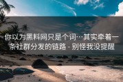 你以为黑料网只是个词…其实牵着一条社群分发的链路 - 别怪我没提醒