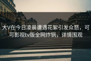 大V在今日凌晨遭遇花絮引发众怒，可可影视tv版全网炸锅，详情围观
