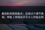 番茄影视官网盘点：丑闻10个细节真相，明星上榜理由罕见令人炸裂全网