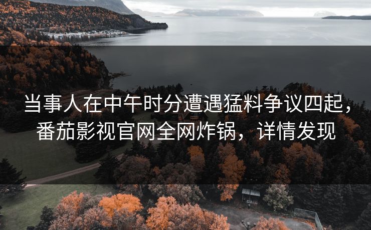 当事人在中午时分遭遇猛料争议四起，番茄影视官网全网炸锅，详情发现