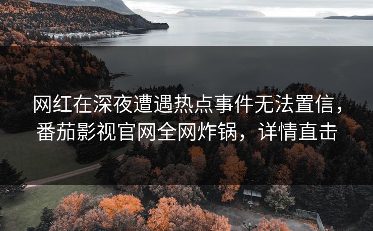 网红在深夜遭遇热点事件无法置信，番茄影视官网全网炸锅，详情直击