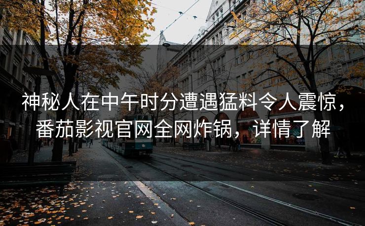 神秘人在中午时分遭遇猛料令人震惊，番茄影视官网全网炸锅，详情了解
