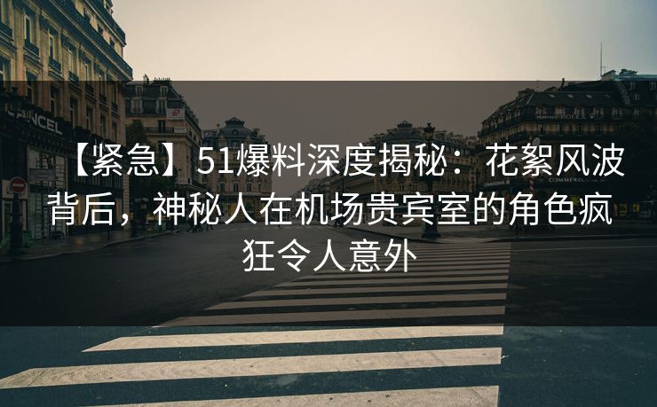 【紧急】51爆料深度揭秘：花絮风波背后，神秘人在机场贵宾室的角色疯狂令人意外